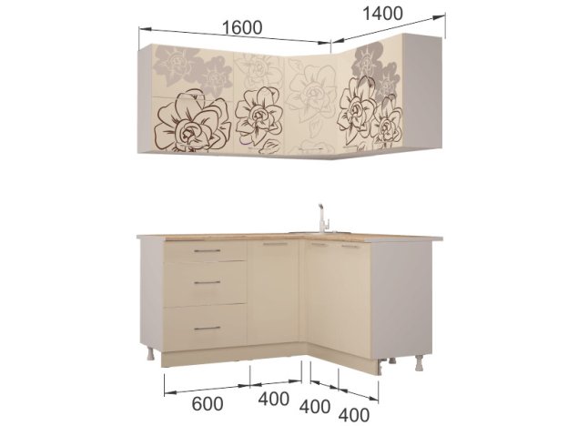 Кухня угловая Бордо Ваниль