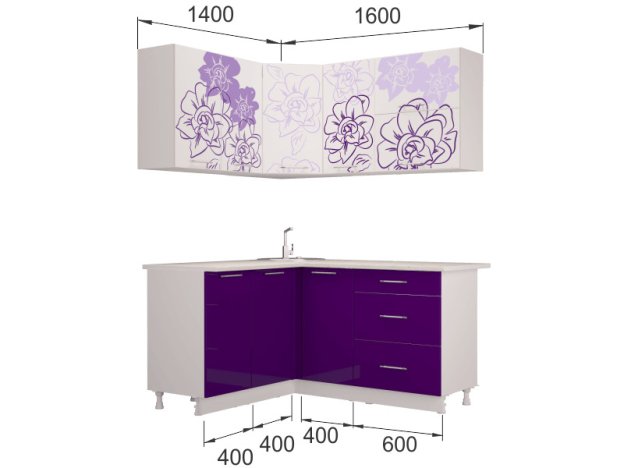 Кухня угловая Бордо Виолет