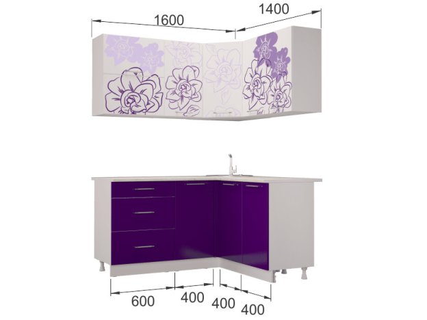 Кухня угловая Бордо Виолет