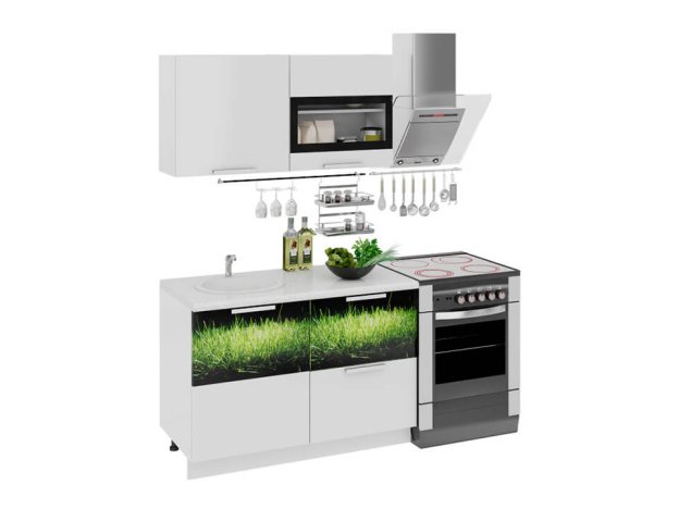 Кухонный гарнитур Фэнтези Белый универс, Грасс 1,2м