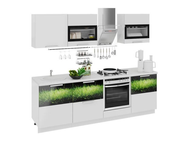 Кухонный гарнитур Фэнтези Белый универс, Грасс 2,4м