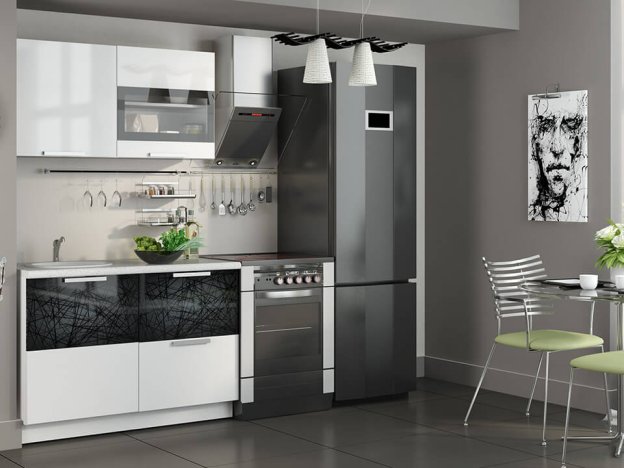 Кухонный гарнитур Фэнтези Белый универс, Лайнс 1,2м