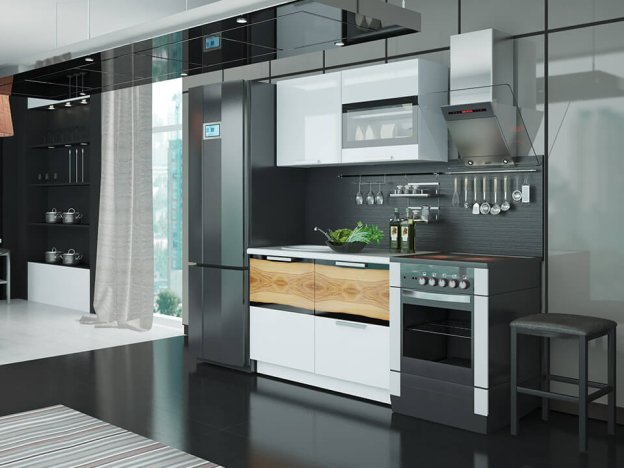 Кухонный гарнитур Фэнтези Белый универс, Вуд 1,2м