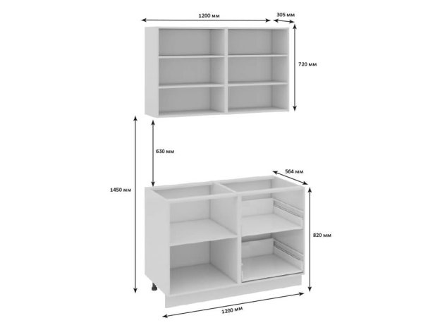 Кухонный гарнитур Фэнтези Лайнс 1,2м